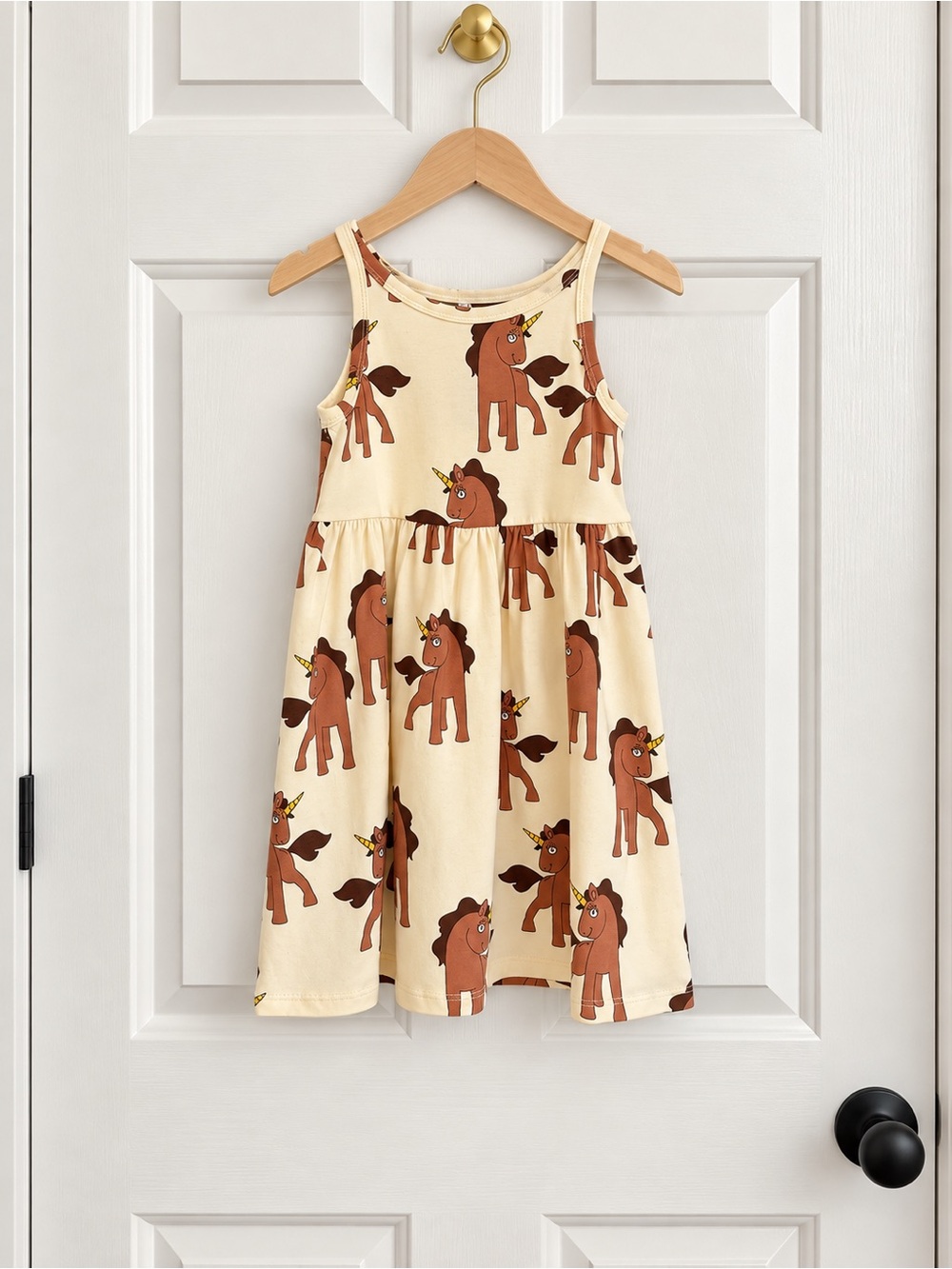 Mini Rodini Unicorn Horse Print Dress 80/86 12-18M NWT Organic Cotton